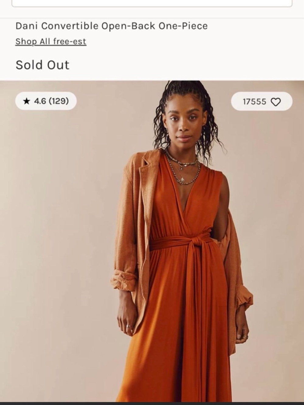 Dani Convertible Open-Back One-Piece Rust Orange - Picture 7 of 7